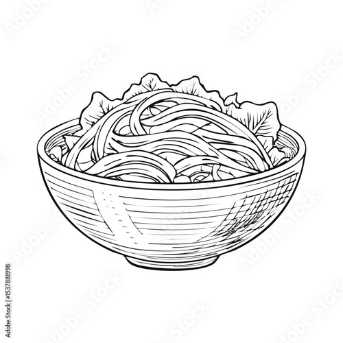 Coleslaw line drawing featuring smooth sketch-style strokes in a refined black and white vector design.