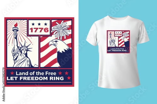 T shirt design vector for independence day.
