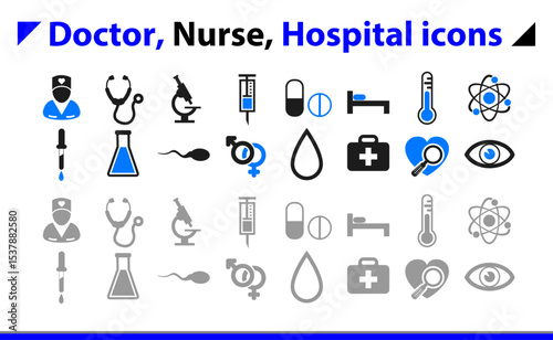 Doctor, Nurse, Hospital icons