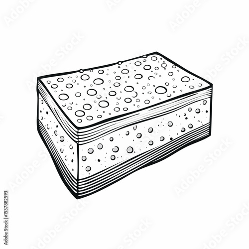 sponge line drawing featuring smooth sketch-style strokes in a refined black and white vector design.