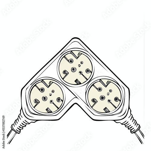 power strip line drawing featuring smooth sketch-style strokes in a refined black and white vector design.