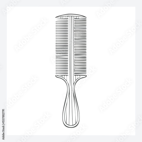 comb line drawing featuring smooth sketch-style strokes in a refined black and white vector design.