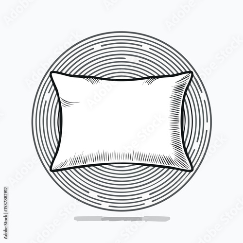 pillowcase line drawing featuring smooth sketch-style strokes in a refined black and white vector design.