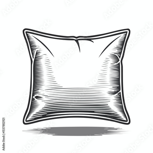 pillow line drawing featuring smooth sketch-style strokes in a refined black and white vector design.