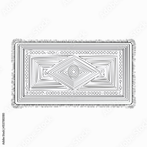 door mat line drawing featuring smooth sketch-style strokes in a refined black and white vector design.