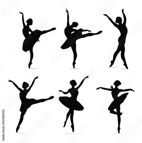 ballet dancer silhouette set, Black & White silhouette set