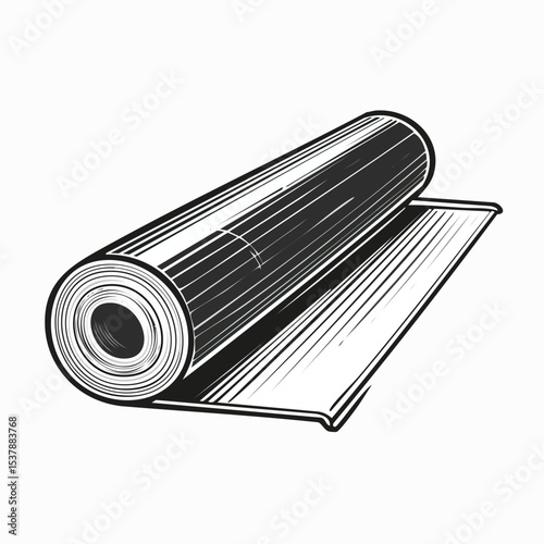 cling film line drawing featuring smooth sketch-style strokes in a refined black and white vector design.