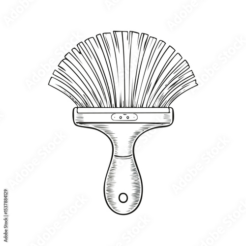 Hair brush line drawing featuring smooth sketch-style strokes in a refined black and white vector design.