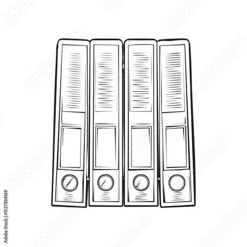 File holder line drawing featuring smooth sketch-style strokes in a refined black and white vector design.