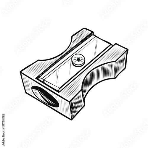 Sharpener line drawing featuring smooth sketch-style strokes in a refined black and white vector design.