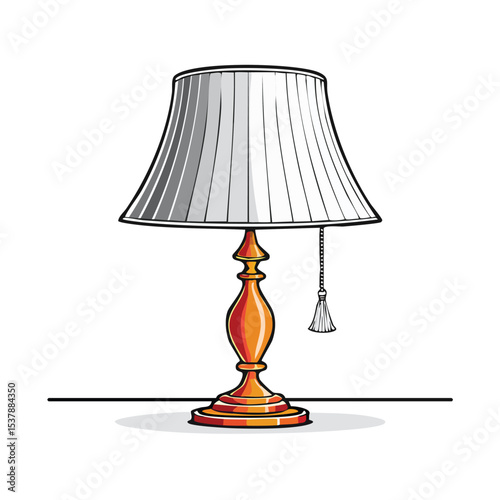 Table lamp line drawing featuring smooth sketch-style strokes in a refined black and white vector design.