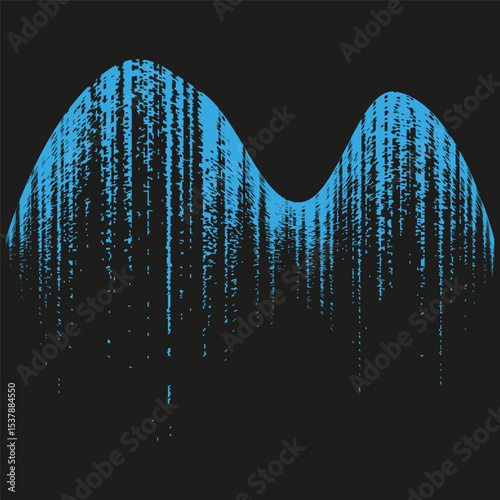 Blue arc form. Dual wave vector. Particle curve shape. Abstract motion line.