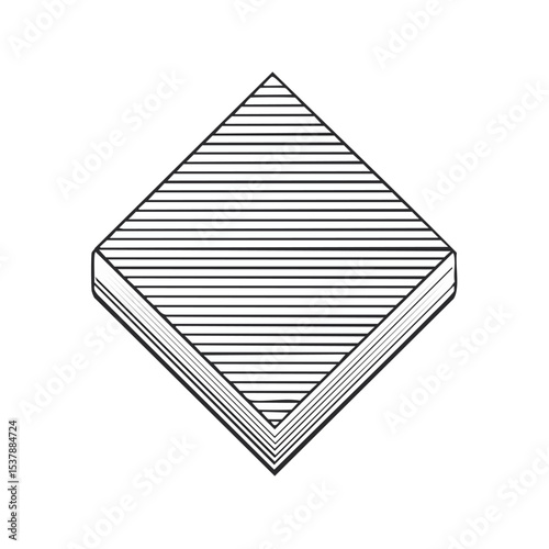 Dish towel line drawing featuring smooth sketch-style strokes in a refined black and white vector design.
