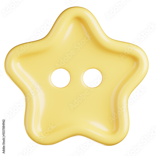 Yellow Star Button 3D Rendering