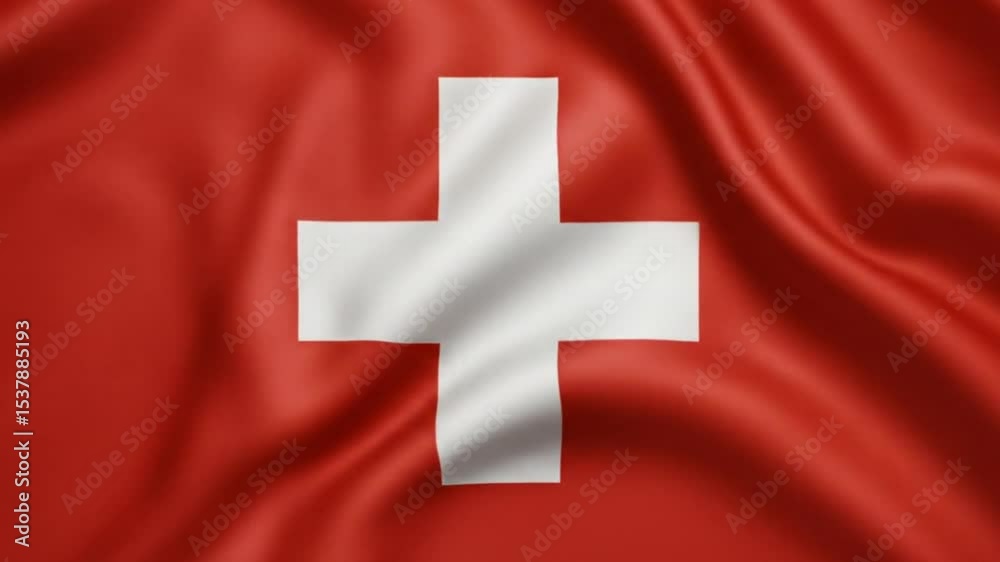 Close up waving flag of switzerland