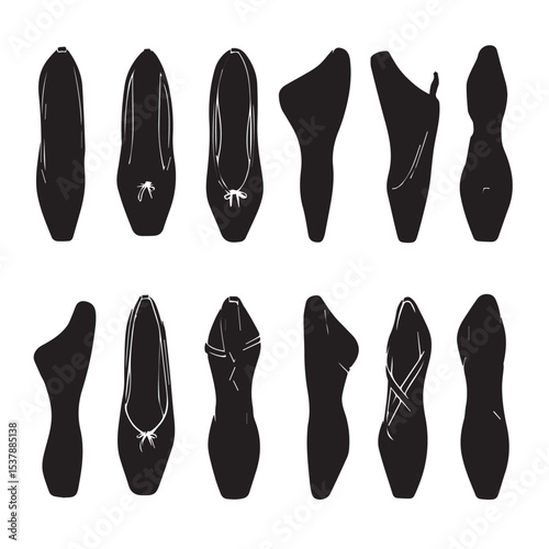 ballet shoes silhouette set, Black & White silhouette set