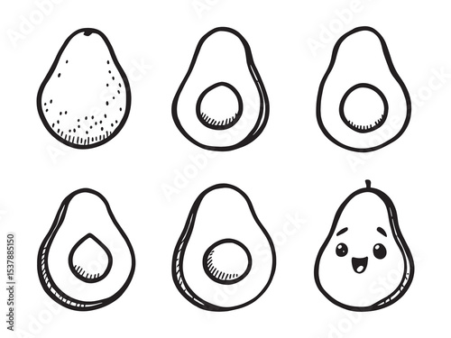 Avocado outline vector icons