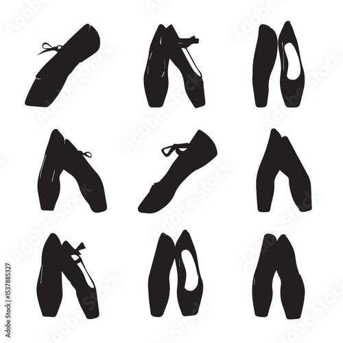 ballet shoes silhouette set, Black & White silhouette set