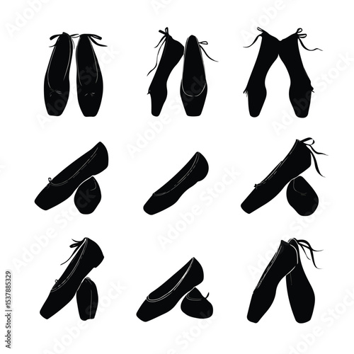 ballet shoes silhouette set, Black & White silhouette set