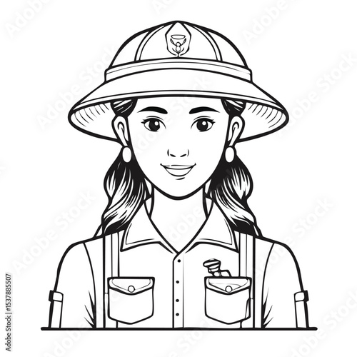 Zookeeper line drawing featuring smooth sketch-style strokes in a refined black and white vector design.