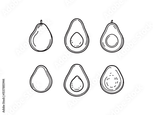 Avocado outline vector icons