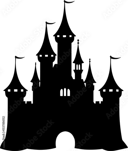 Castle Black Silhouette Vector Illustration Design
