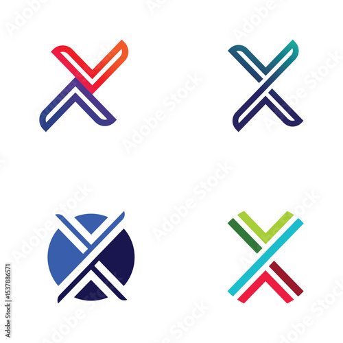 Futuristic X Icon Design for Tech Startup Branding and Vector Logo Collection