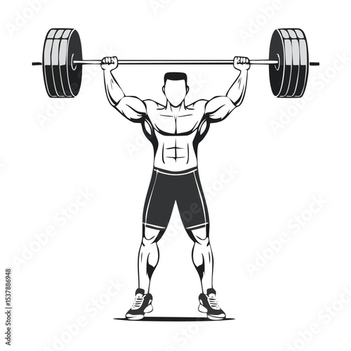 powerlifting line drawing featuring smooth sketch-style strokes in a refined black and white vector design.