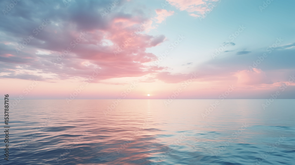 Obraz premium Early morning sky with subtle pastel hues of orange, lavender, and light blue, gentle sun rays emerging