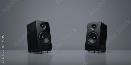 Black Speaker Isolated on Transparent Background for Design