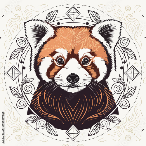 Red Panda line drawing featuring smooth sketch-style strokes in a refined black and white vector design.