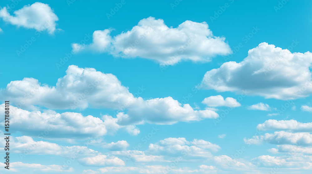 Obraz premium bright blue sky with soft white clouds scattered