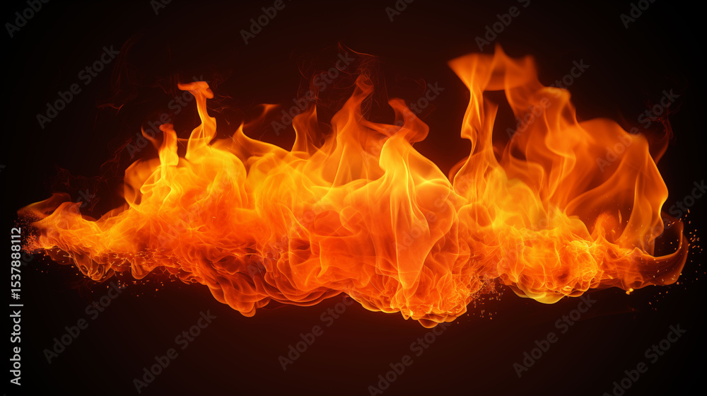 Fototapeta premium Bright orange fire with flickering flames
