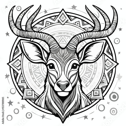 Kudu line drawing featuring smooth sketch-style strokes in a refined black and white vector design.