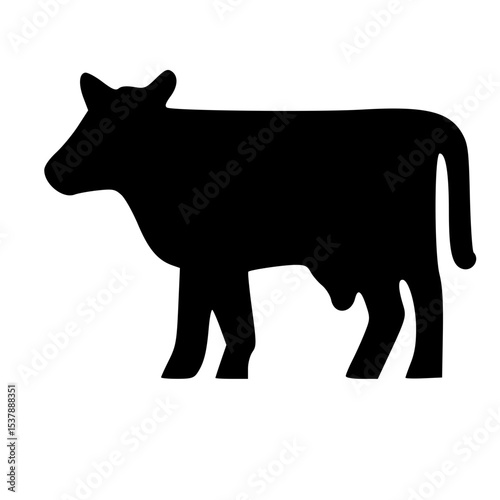 Simple Silhouette Farm Animal Cow Bull Domestic Livestock Mammal Illustration