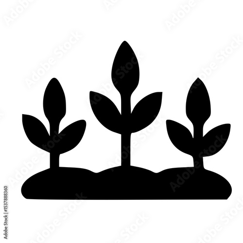 Minimalist Simple Plant Sprout Growing from Soil Farm Icon Design