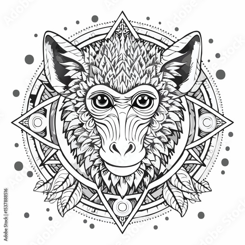 Aye-aye line drawing featuring smooth sketch-style strokes in a refined black and white vector design.