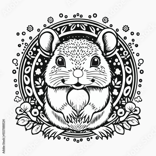 Pika line drawing featuring smooth sketch-style strokes in a refined black and white vector design.