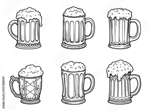 Classic Beer Mug Line Illustration