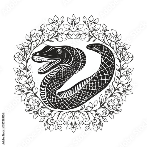 Moray Eel line drawing featuring smooth sketch-style strokes in a refined black and white vector design.