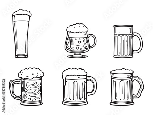 Beer Pint Line Art Style Icons