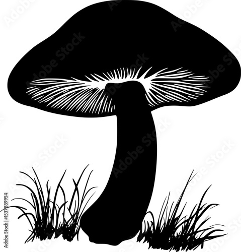 Mushroom Black Silhouette Vector Illustration Design