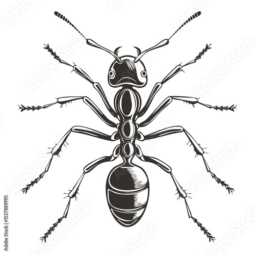 Army Ant line drawing featuring smooth sketch-style strokes in a refined black and white vector design.