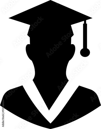 Student icon vector black filled and outlined style. student with graduation cap ,successful completion of graduation academic wear educational concept element university avatar hope for the best