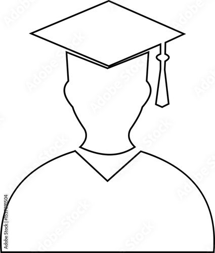 Student icon vector black filled and outlined style. student with graduation cap ,successful completion of graduation academic wear educational concept element university avatar hope for the best