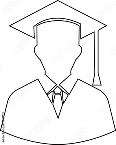 Student icon vector black filled and outlined style. student with graduation cap ,successful completion of graduation academic wear educational concept element university avatar hope for the best
