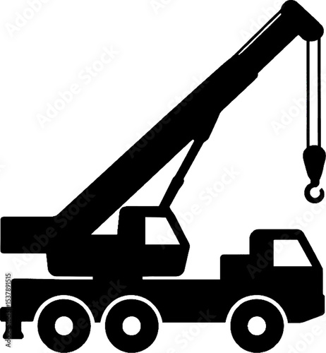Mobile Crane Silhouette Vector Image | Heavy Equipment Construction Graphic