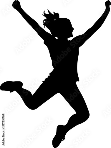 Jumping Joyfully Black Silhouette Vector Illustration Design