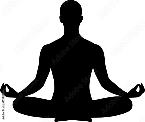 Meditation Pose Black Silhouette Vector Illustration Design