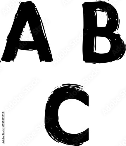 ABC Brush Stroke Text Black Silhouette Vector Illustration Design